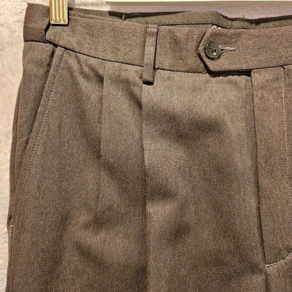 George Pants Mens 34x30 Dark Grey Slacks Pleasted Cuffed hidden elastic - Picture 13 of 16